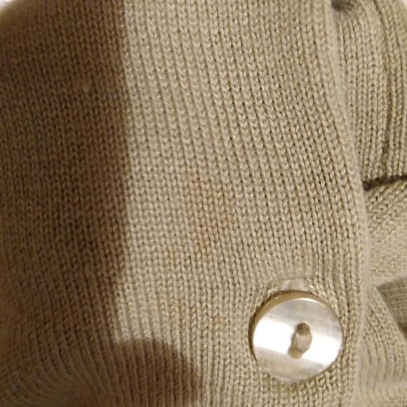 Silk Club Light Olive Silk & Cotton Cardigan Size Small - Picture 4 of 6